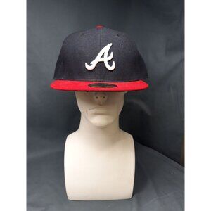 59Fifty Men's 100% Cotton Atlantic Braves Fitted Hat Black Size 8 NEW!